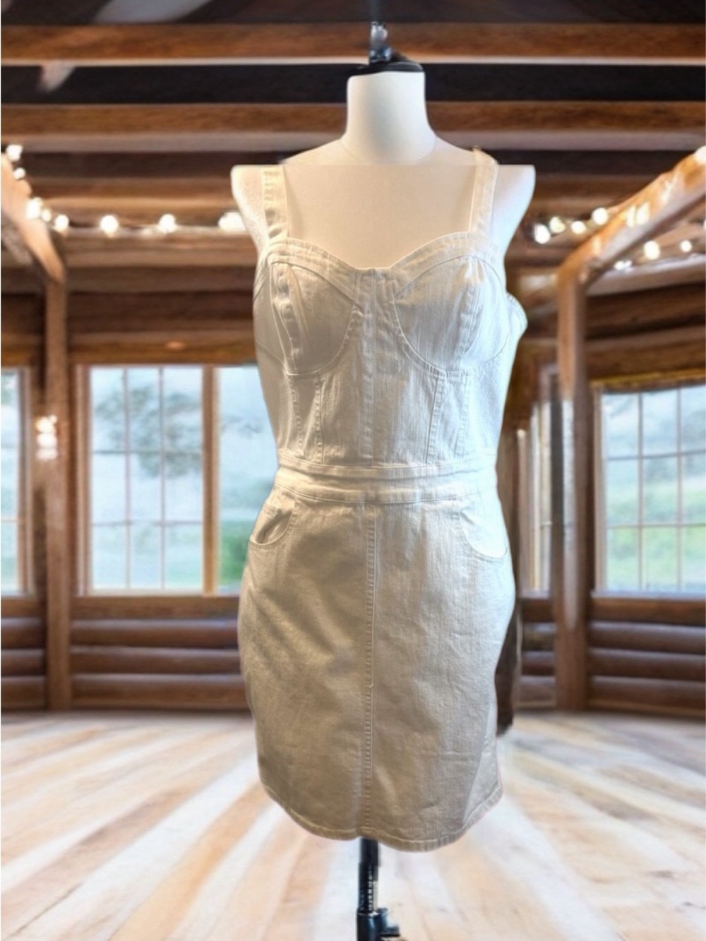 Womens white halter jean dress overall countrycore western